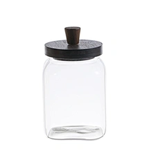 Acacia wood handle lid high borosilicate glass storage jar